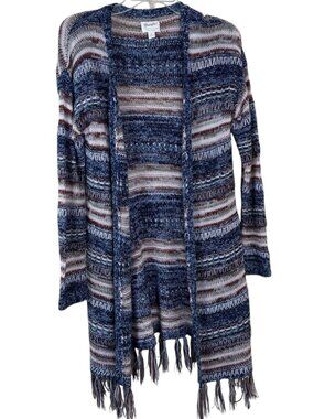 Wrangler Long Line Striped Open Cardigan Sweater SM Casual Festival Multicolor